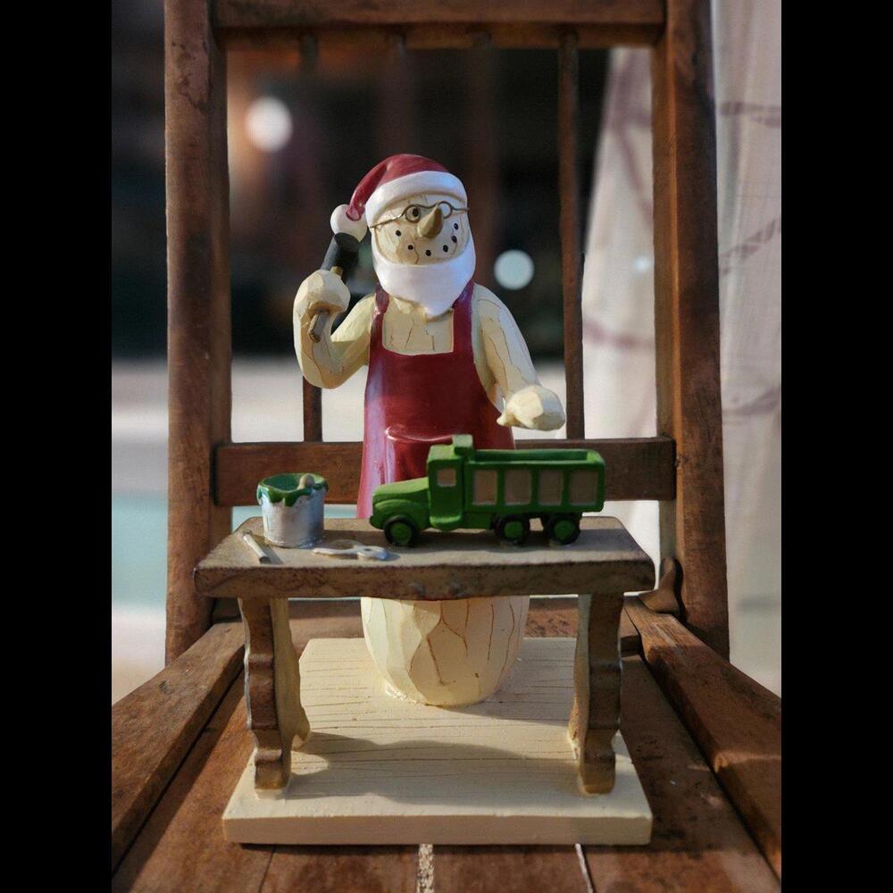 Folk Art Vintage Primitive Snowman Santas workshop Christmas Decoration Decor
